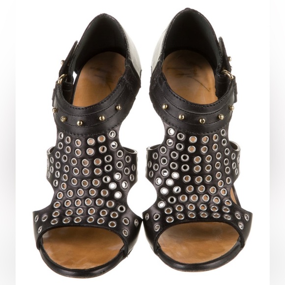 Giuseppe Zanotti stud and laser cut black leather heels. Size 38. Metallic heels - Picture 3 of 5